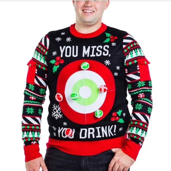 TIPSY ELVES Men's Drinking Game Ugly Christmas Sweater, Size Large. NWOT - Picture 1 of 10